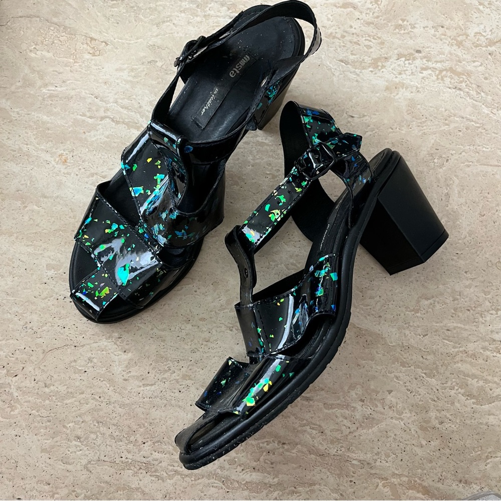 MIISTA Glitter Iridescent Fisherman Style Heeled Sandal Size 40